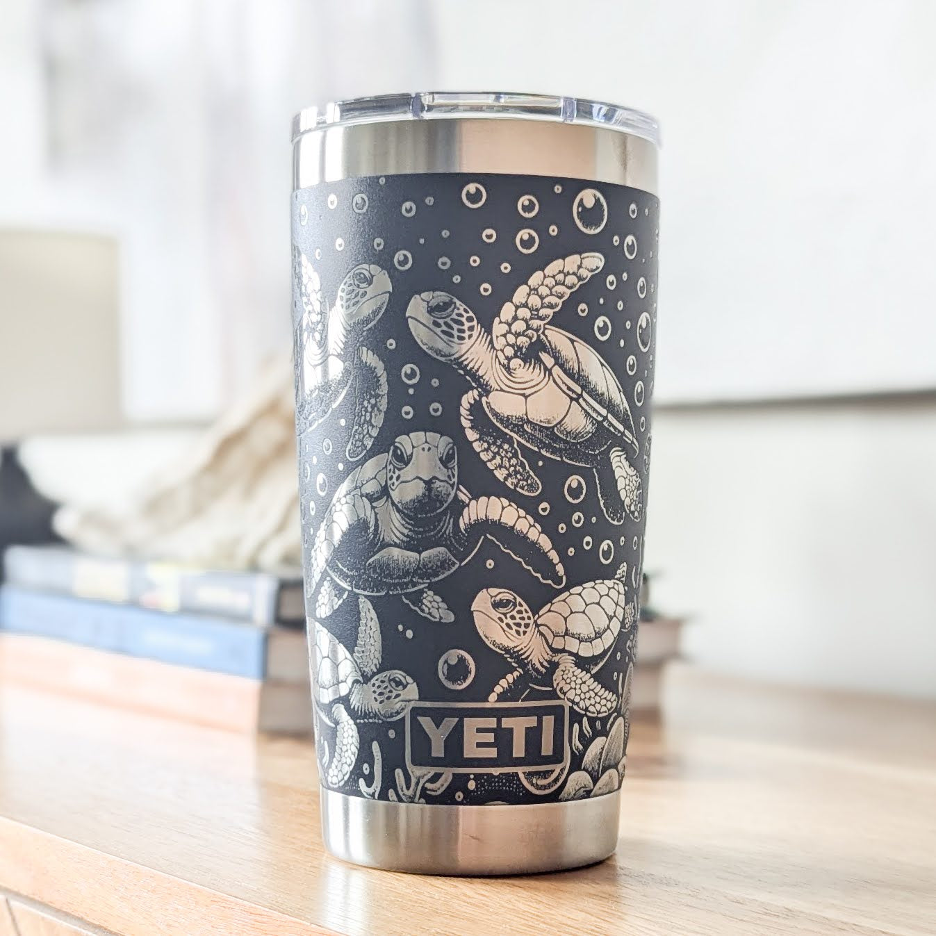 "Sea Turtles" 360° Laser Engraved Tumbler - Ocean Inspired Gift for Beach Lovers, Travelers & Marine Life Enthusiasts - Authentic YETI