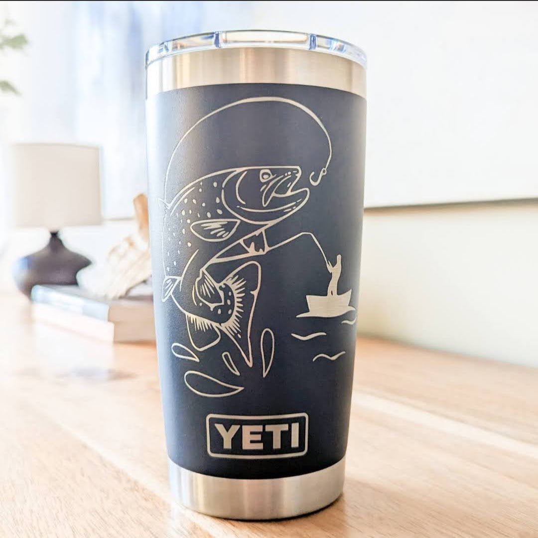 "Fishing" Laser Engraved Tumbler - Unique Gift for Fisherman, Anglers & Bass Fishing Dads