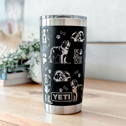 "Saint Bernard" Dog Breed 360° Laser Engraved Tumbler - Premium Gift for Saint Bernard Moms & Big Dog Lovers - Authentic YETI