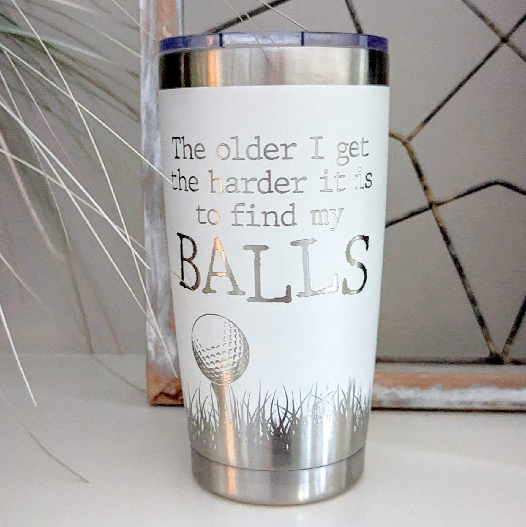 "Funny Golf Ball" 360 Laser Engraved Tumbler - Humorous Gift for Golfers, Dads & Retirement - Authentic YETI