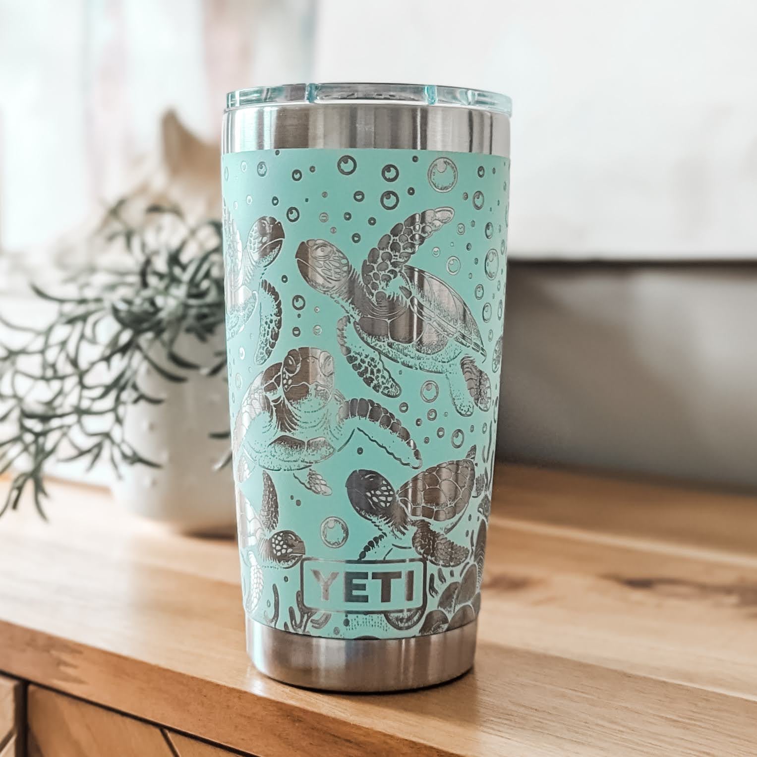 "Sea Turtles" 360° Laser Engraved Tumbler - Ocean Inspired Gift for Beach Lovers, Travelers & Marine Life Enthusiasts - Authentic YETI