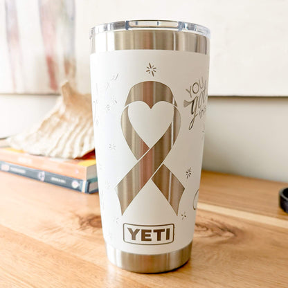 "Cancer Fighter" 360 Laser Engraved Tumbler - Meaningful Gift for Cancer Survivors & Warriors - Authentic YETI