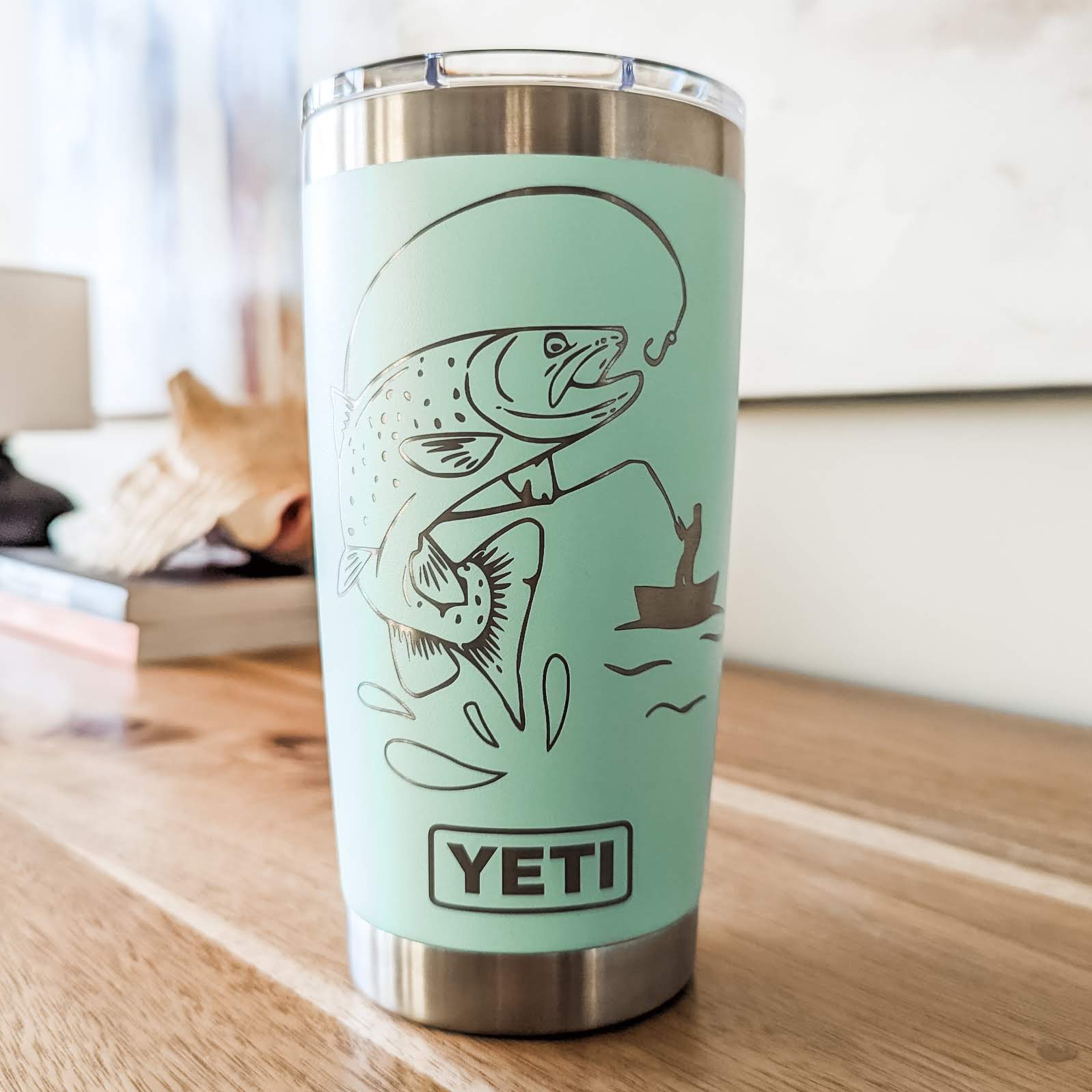 "Fishing" 360 Laser Engraved Tumbler - Unique Gift for Fisherman, Anglers & Bass Fishing Dads - Authentic YETI