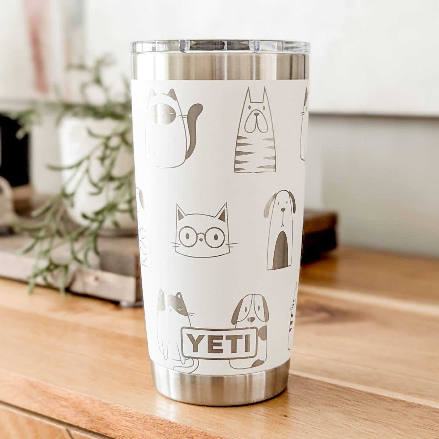 "Cats and Dogs" 360° Laser Engraved Tumbler - Ultimate Gift for Pet Parents, Animal Lovers & Multi-Pet Households - Authentic YETI