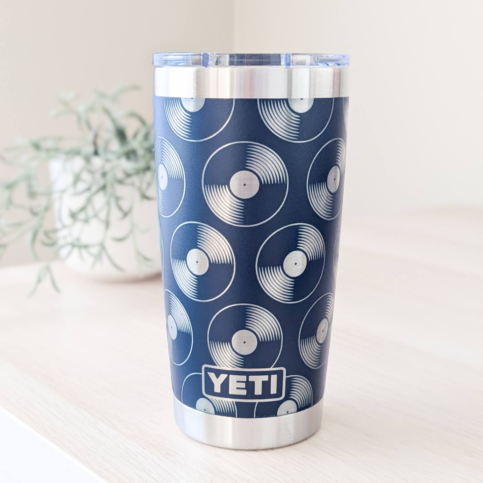 Retro Vinyl Record 360 Laser Engraved Tumbler - Personalized Gift for Music Lovers & Audiophiles - Authentic YETI