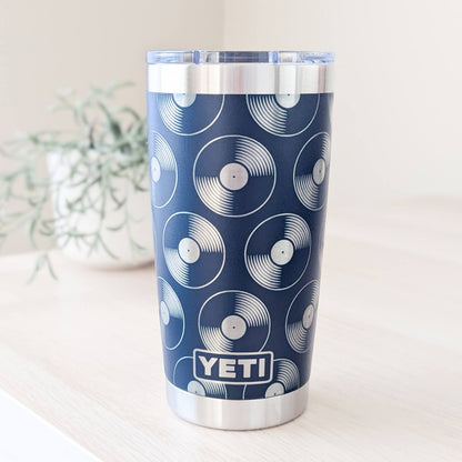 Retro Vinyl Record 360 Laser Engraved Tumbler - Personalized Gift for Music Lovers & Audiophiles - Authentic YETI