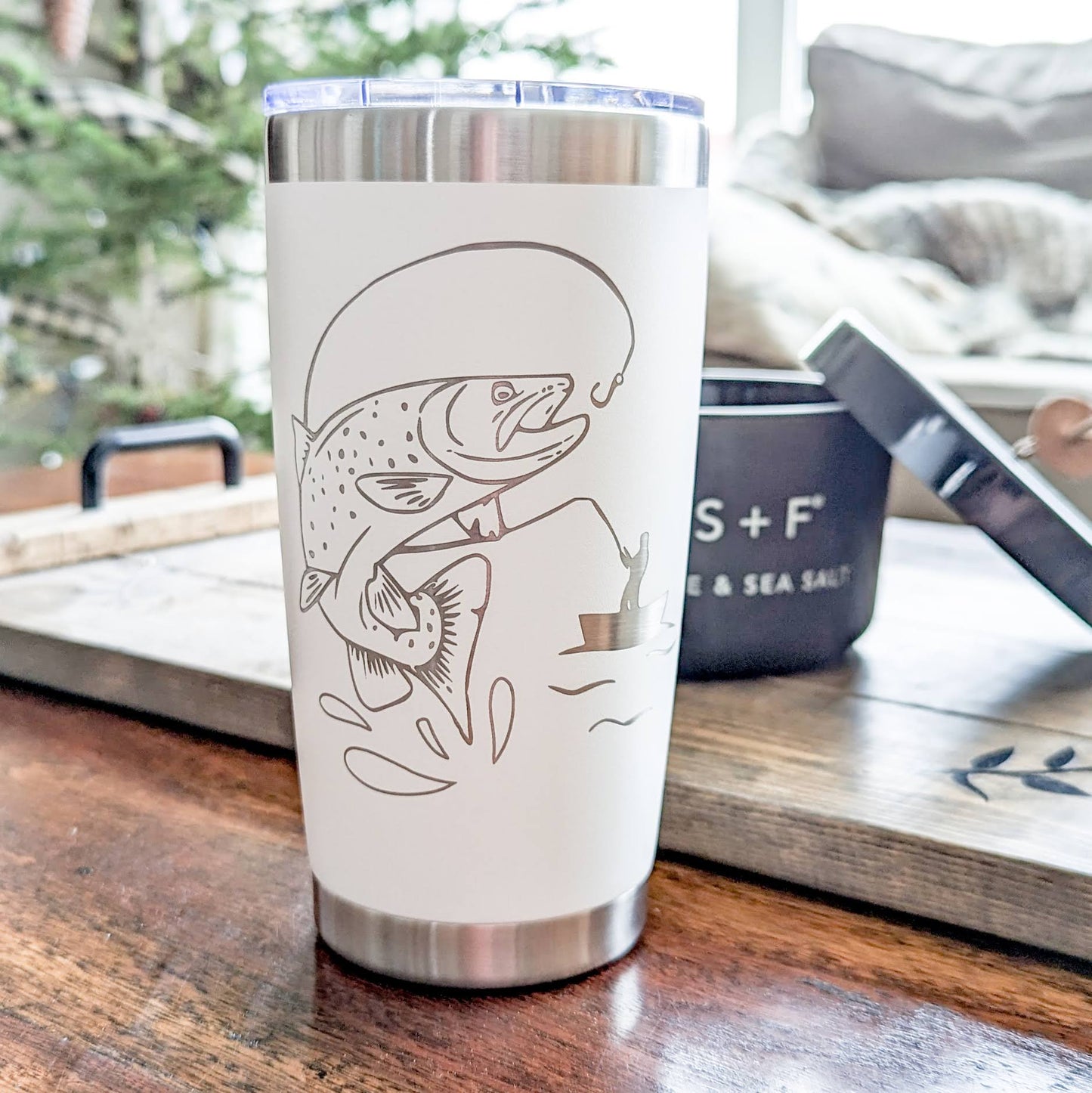 "Fishing" 360 Laser Engraved Tumbler - Unique Gift for Fisherman, Anglers & Bass Fishing Dads 
