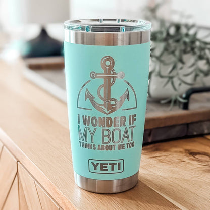 "Boat Lover" 360 Laser Engraved Tumbler - Nautical Gift for Boaters, Captains & Lake Life - Authentic YETI