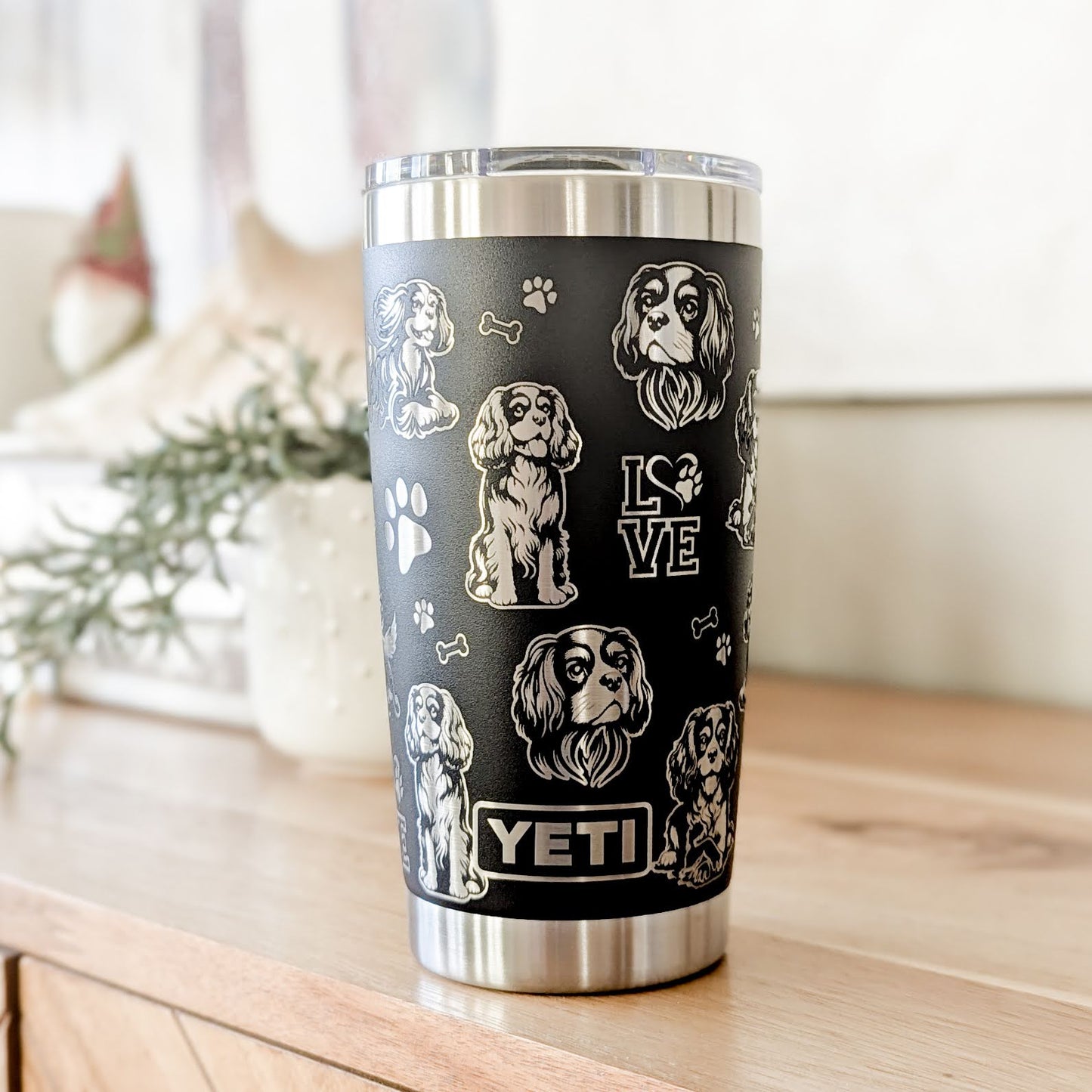 "Cavalier King Charles Spaniel" Dog Breed 360° Laser Engraved Tumbler - Premium Gift for Cavalier Moms & Spaniel Lovers - Authentic YETI