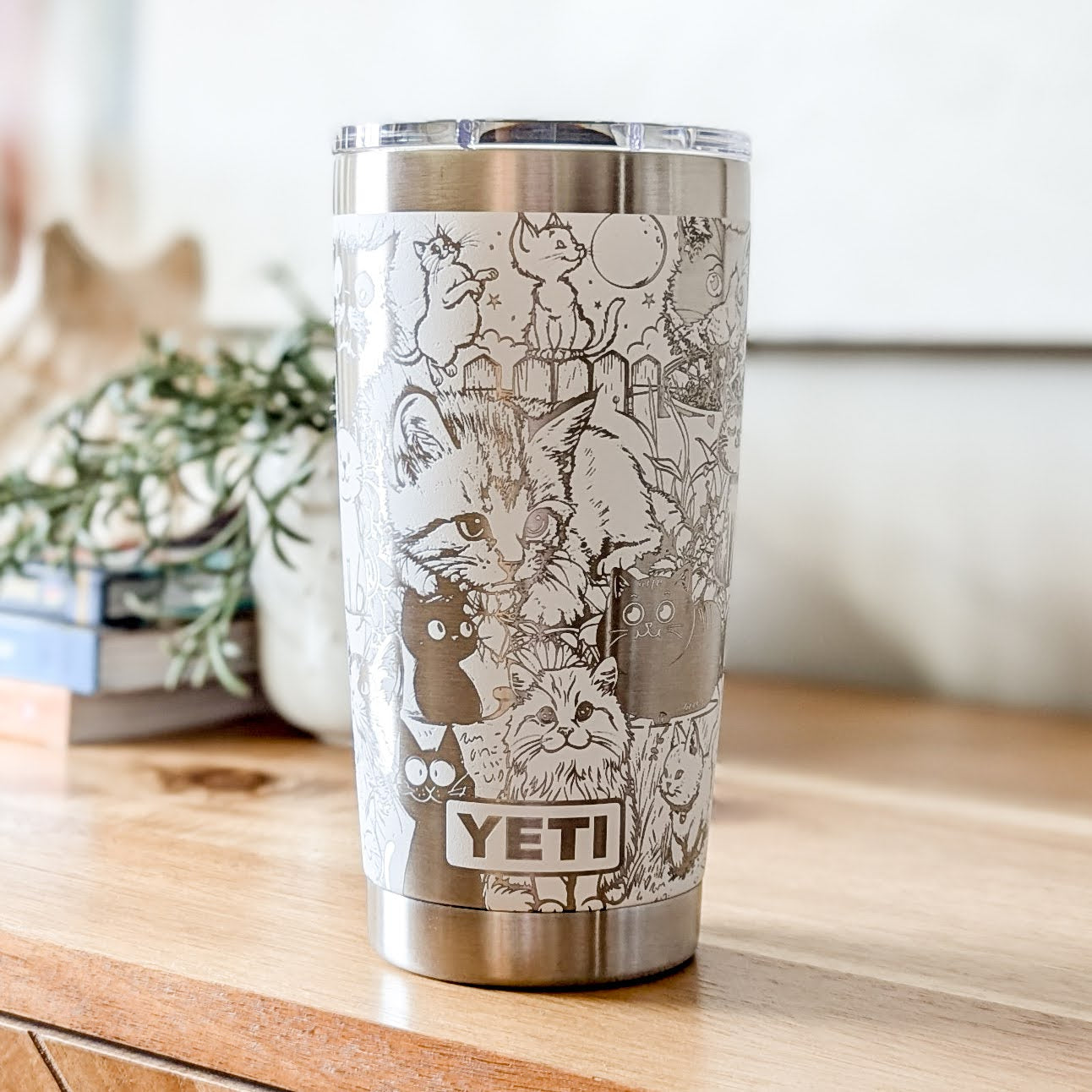 "Funny Cats" 360° Laser Engraved Tumbler - Hilarious Gift for Cat Moms, Pet Lovers & Crazy Cat Ladies - Authentic YETI