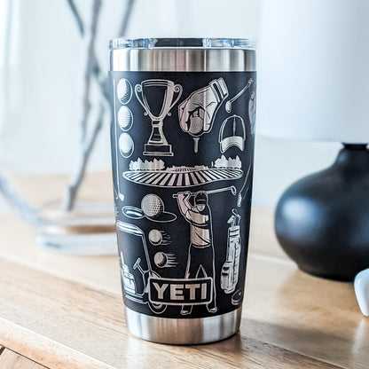 "For the Love of Golf" 360 Laser Engraved Tumbler - Premium Gift for Golfers, Dads & Retirement - Authentic YETI