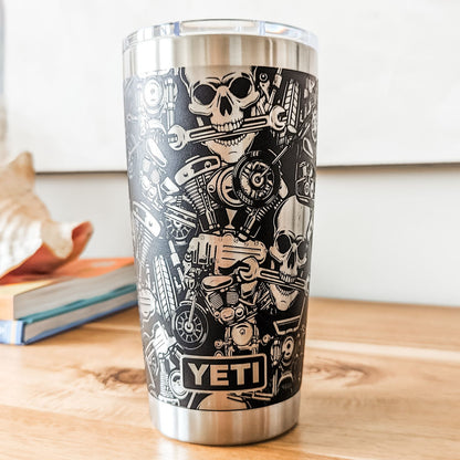 "Motorcycle Lovers" 360 Laser Engraved Tumbler - Unique Gift for Bikers, Harley Riders & Moto Enthusiasts - Authentic YETI