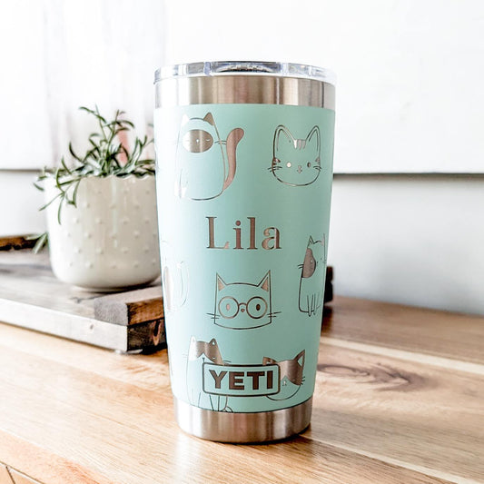 "All the Cats" 360° Laser Engraved Tumbler - Premium Gift for Cat Lovers, Pet Moms & Rescue Volunteers