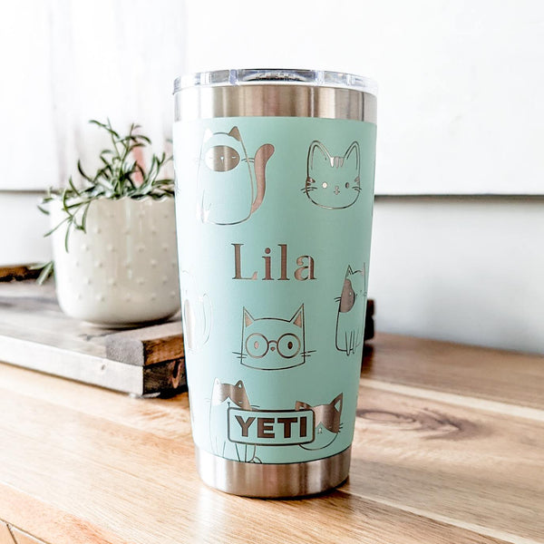 All the Cats" 360° Laser Engraved Tumbler - Personalized Cat Gift - Authentic YETI
