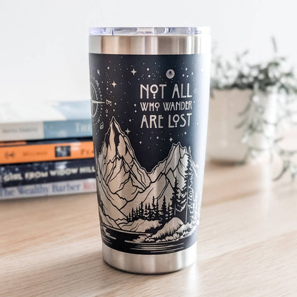 "Not All Who Wander" Tumbler - Black