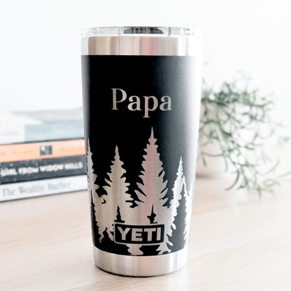 "Forest" 360° Laser Engraved Tumbler — Pine Tree Gift