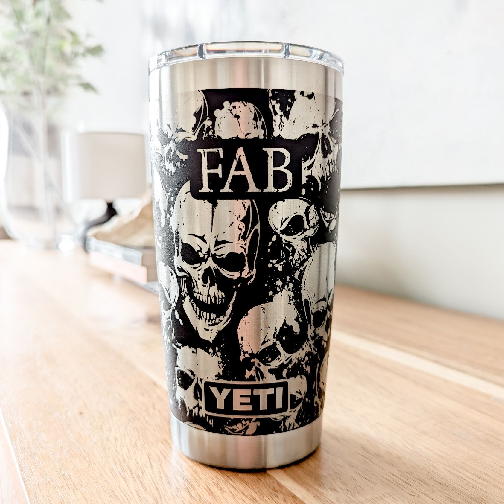Gothic Evil Skulls 360 Laser Engraved Tumbler - Macabre Aesthetic Gift for Him or Her - Authentic Yeti