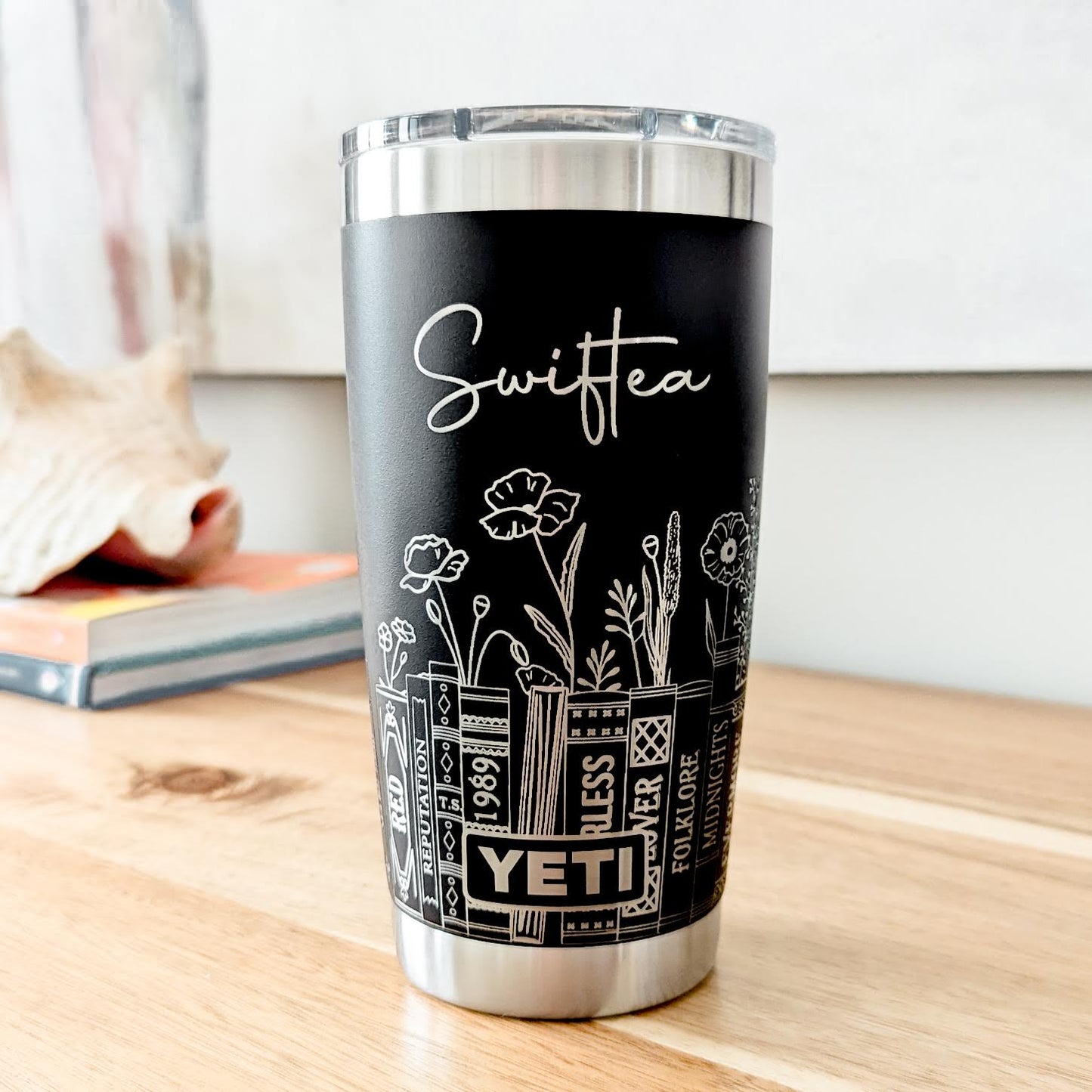 "Swiftea" Taylor Swift Inspired 360 Laser Engraved Tumbler - Eras Tour Gift for Swifties - Authentic Yeti