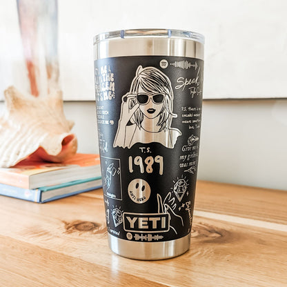 "Swift Songs" Taylor Swift Inspired 360 Laser Engraved Tumbler - Eras Tour Fan Gift for Swifties - Authentic YETI