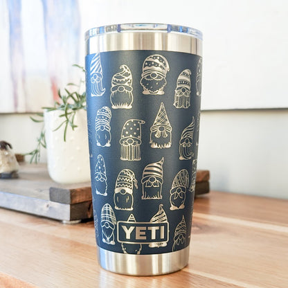 "Chillin' With My Gnomies" 360° Laser Engraved Tumbler - Whimsical Holiday Gift for Gnome Lovers & Garden Enthusiasts - Authentic YETI