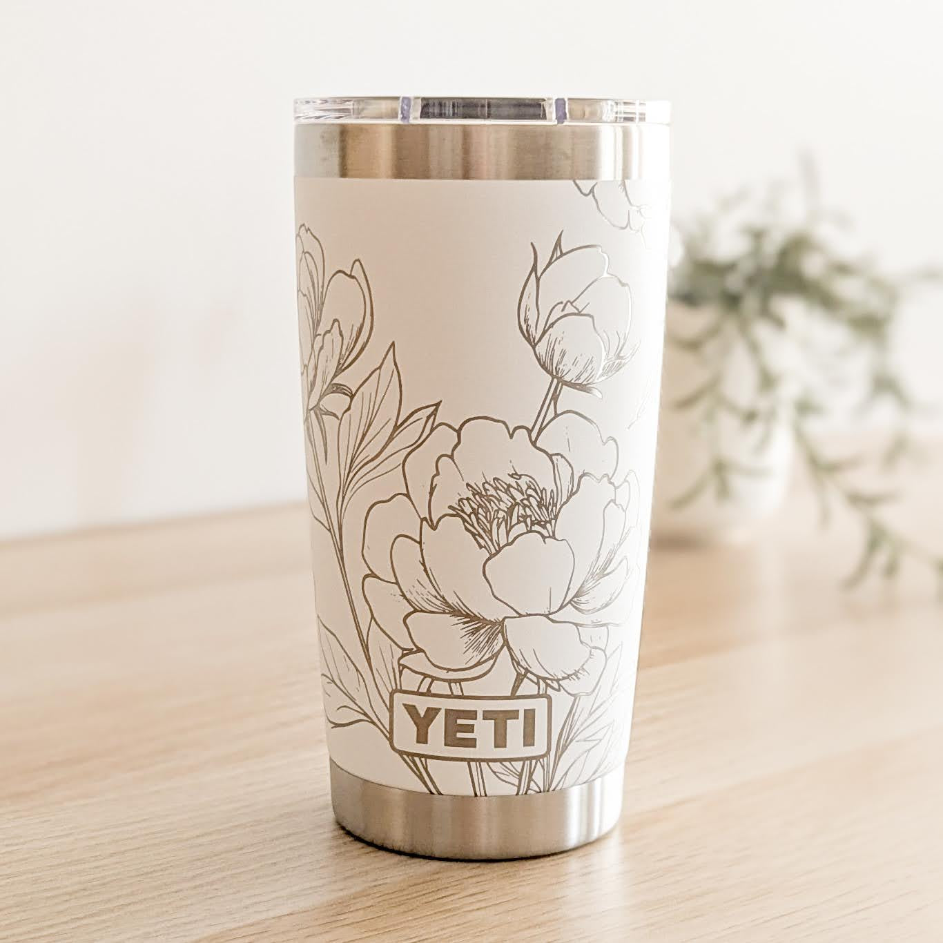 In Full Bloom" 360° Laser Engraved Peony Tumbler — Floral Gift for Gardeners & Nature Lovers — Authentic YETI