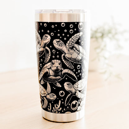"Sea Turtles" 360° Laser Engraved Tumbler - Ocean Inspired Gift for Beach Lovers, Travelers & Marine Life Enthusiasts - Classic Tumbler