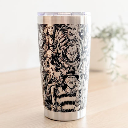 Classic Horror Movie Villains 360 Laser Engraved Tumbler - Ultimate Gift for Slasher Fans & Movie Buffs - Classic Tumbler