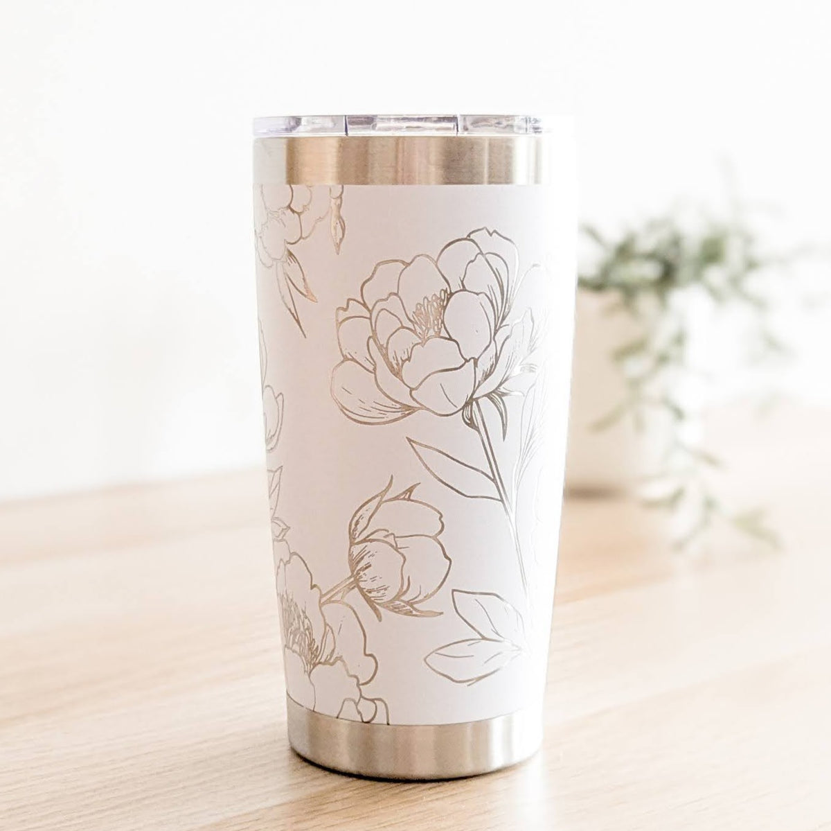 n Full Bloom" 360° Laser Engraved Peony Tumbler — Floral Gift for Gardeners & Nature Lovers