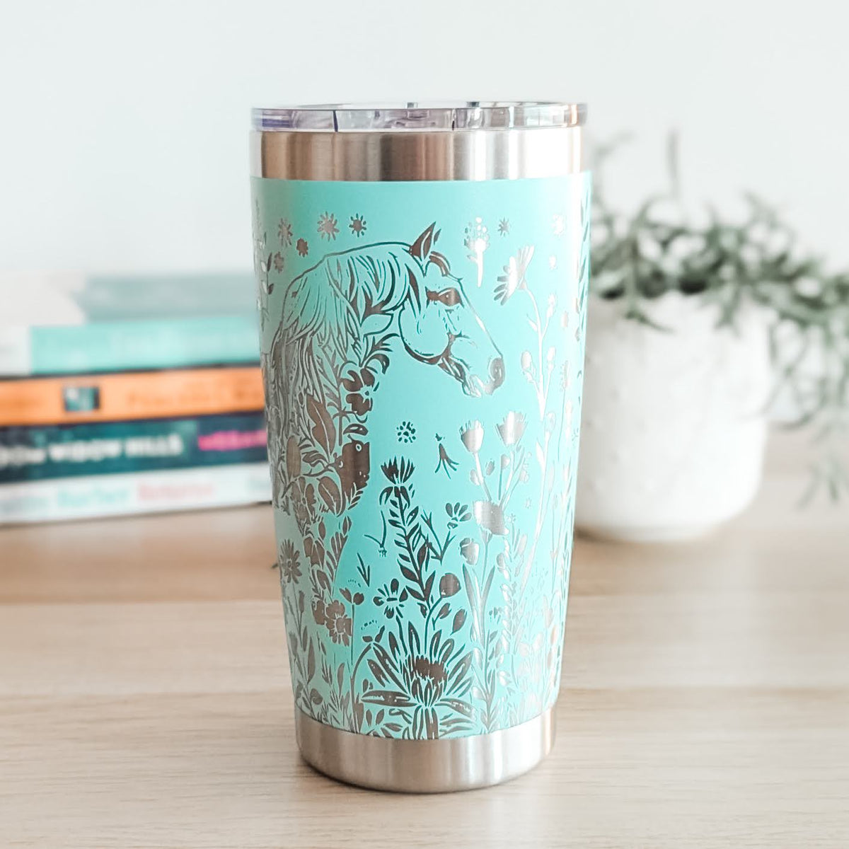 "Floral Horse" 360 Laser Engraved Tumbler - Premium Gift for Horse Lovers, Equestrians & Barn Managers - Classic Tumbler