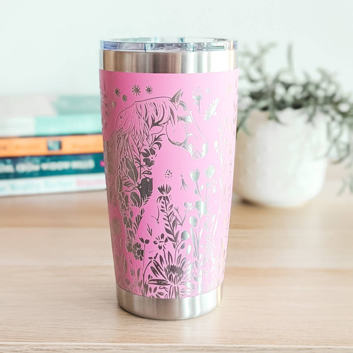 "Floral Horse" 360 Laser Engraved Tumbler - Premium Gift for Horse Lovers, Equestrians & Barn Managers - Classic Tumbler