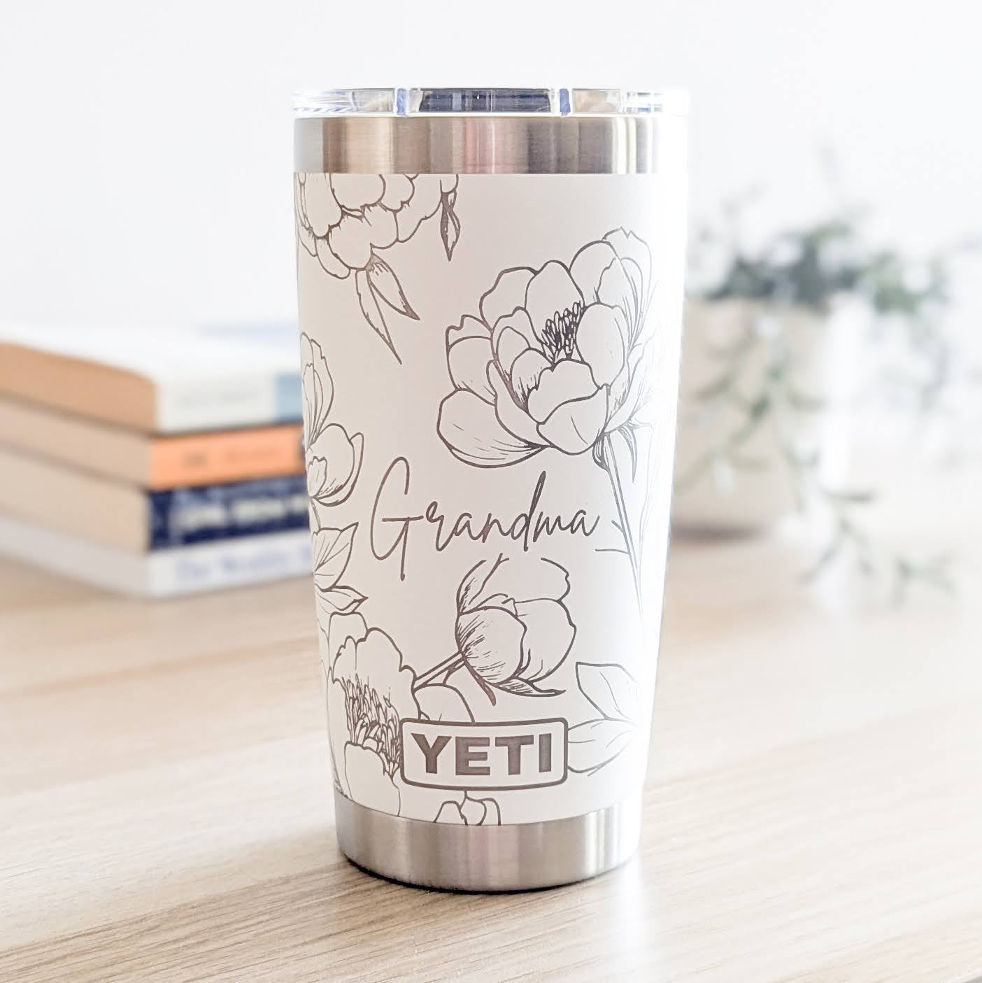 In Full Bloom" 360° Laser Engraved Peony Tumbler — Floral Gift for Gardeners & Nature Lovers — Authentic YETI