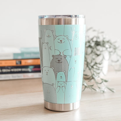 "Bears and more Bears" 360° Laser Engraved Tumbler - Rugged Gift for Hunters, Outdoorsmen & Wildlife Enthusiasts