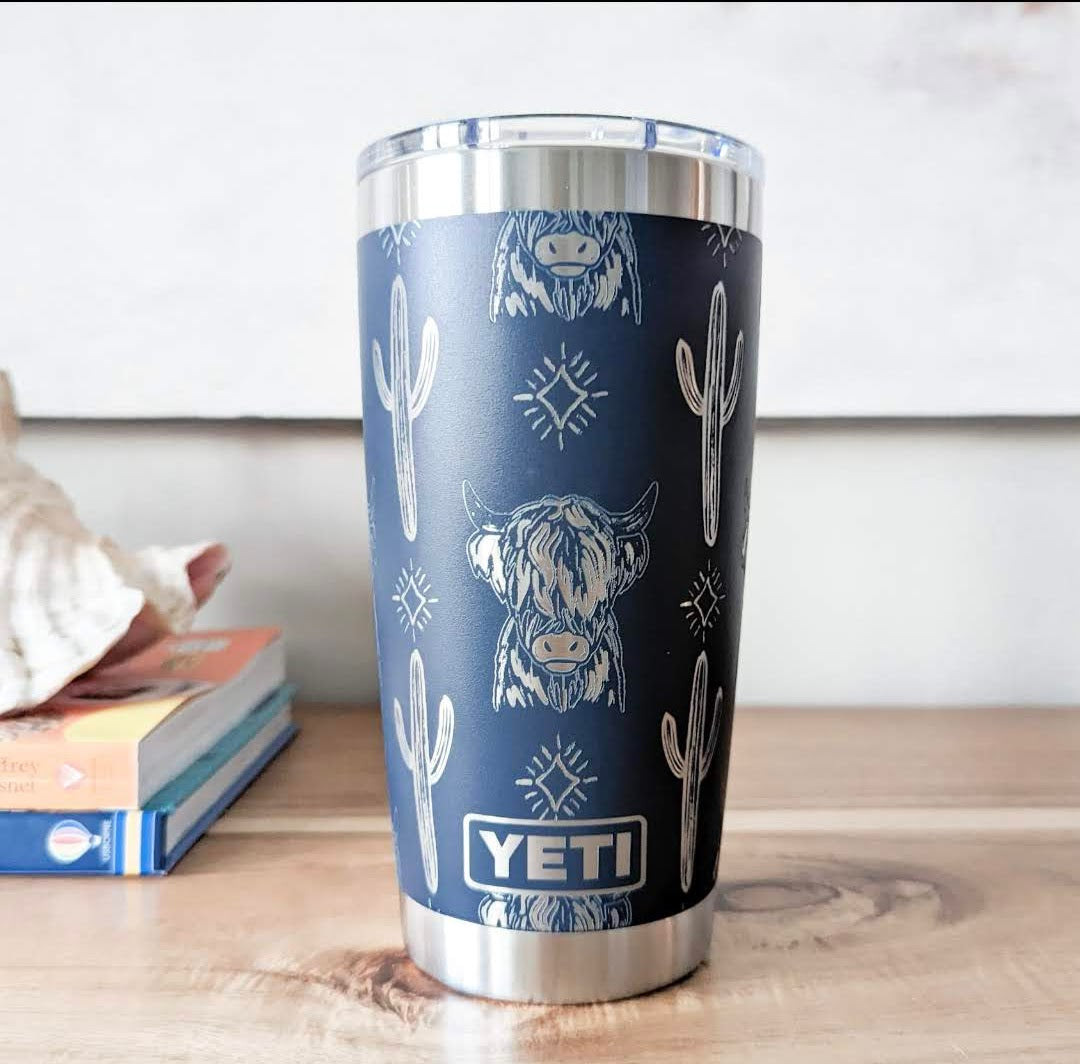 "Highland Cow" 360° Laser Engraved Tumbler - Rustic Farmhouse Gift for Highland Cow Lovers & Country Aesthetic
