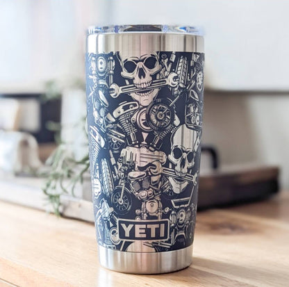 "Motorcycle Lovers" 360 Laser Engraved Tumbler - Unique Gift for Bikers, Harley Riders & Moto Enthusiasts - Authentic YETI
