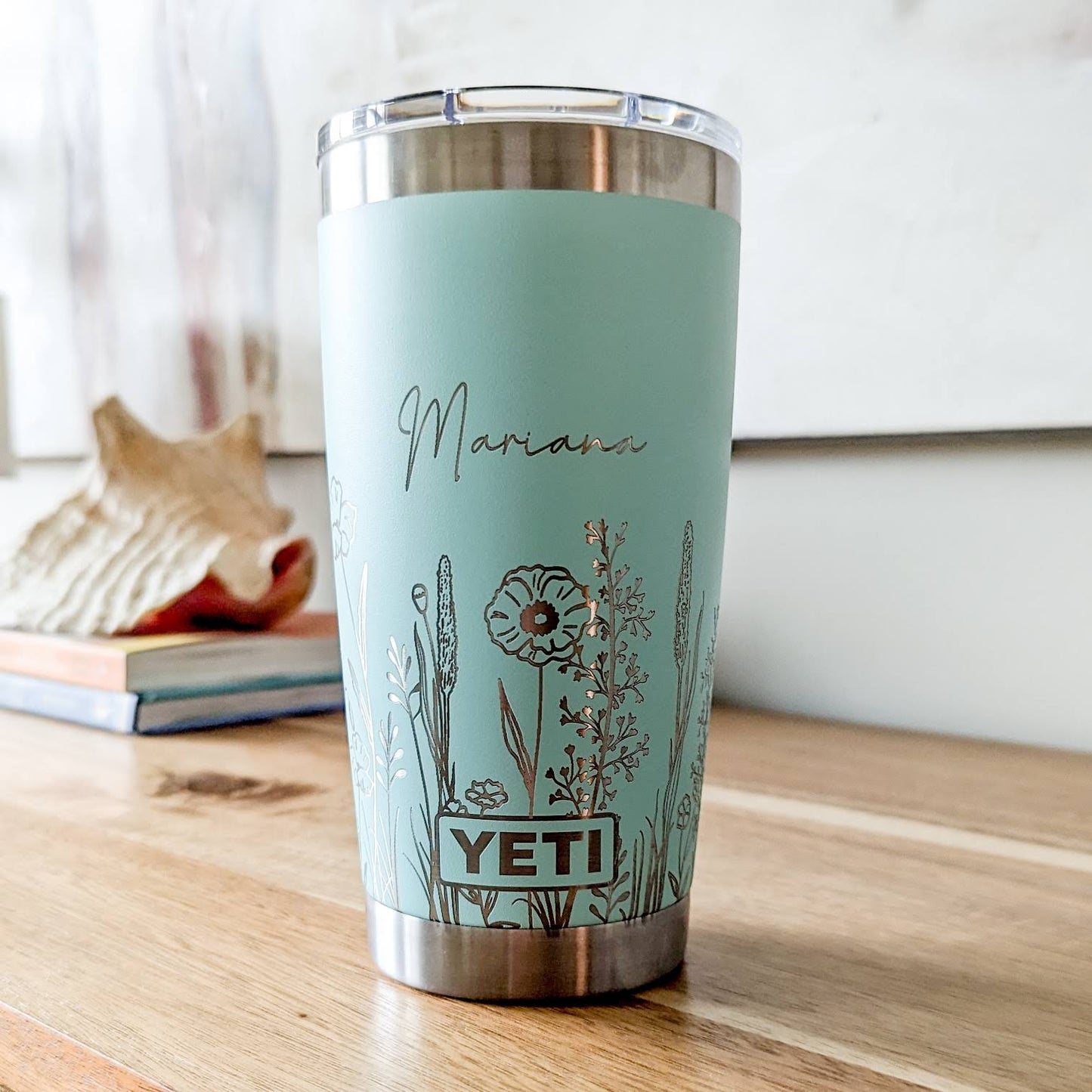 Wildflowers" 360° Laser Engraved Tumbler — Personalized Floral Gift for Nature Lovers — Authentic YETI