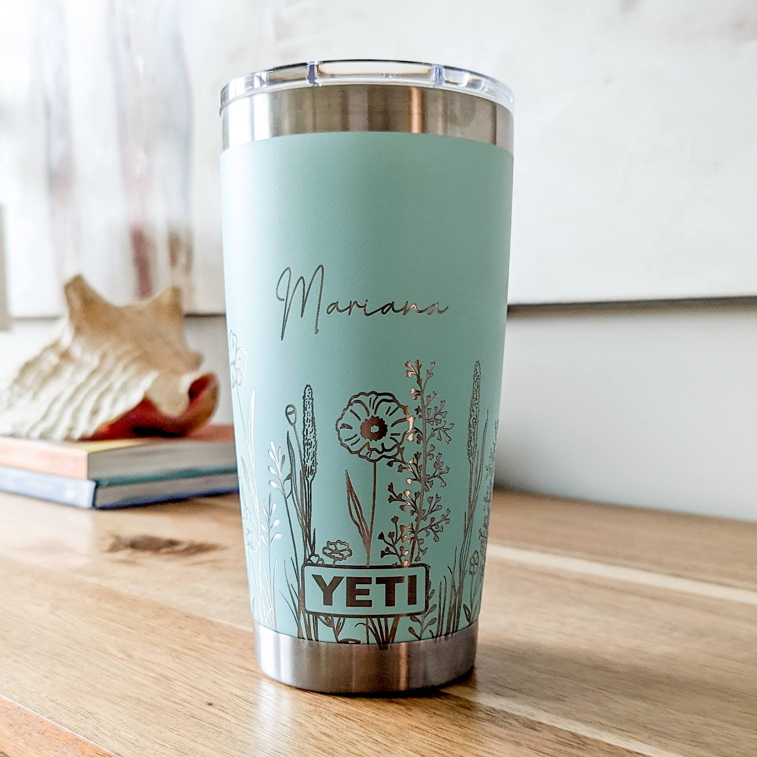 Wildflowers" 360° Laser Engraved Tumbler — Personalized Floral Gift for Nature Lovers — Authentic YETI