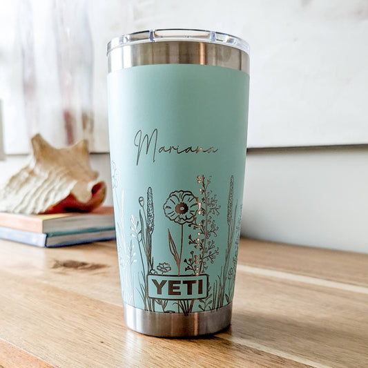 "Wildflowers" 360° Laser Engraved Tumbler - Floral Gift for Gardeners & Nature Lovers