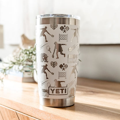 "Pickleball Legend" 360 Laser Engraved Tumbler - Funny Gift for Pickleball Players & Coaches - Authentic YETI