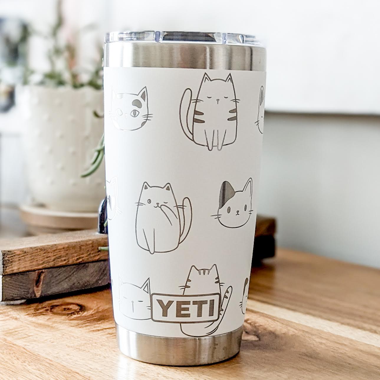 "All the Cats" 360 Laser Engraved Tumbler - Premium Gift for Cat Lovers, Pet Moms & Rescue Volunteers - Authentic YETI
