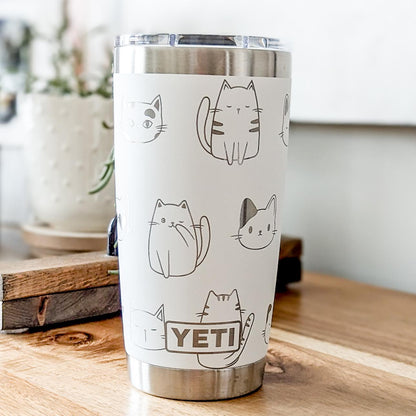 "All the Cats" 360 Laser Engraved Tumbler - Premium Gift for Cat Lovers, Pet Moms & Rescue Volunteers - Authentic YETI