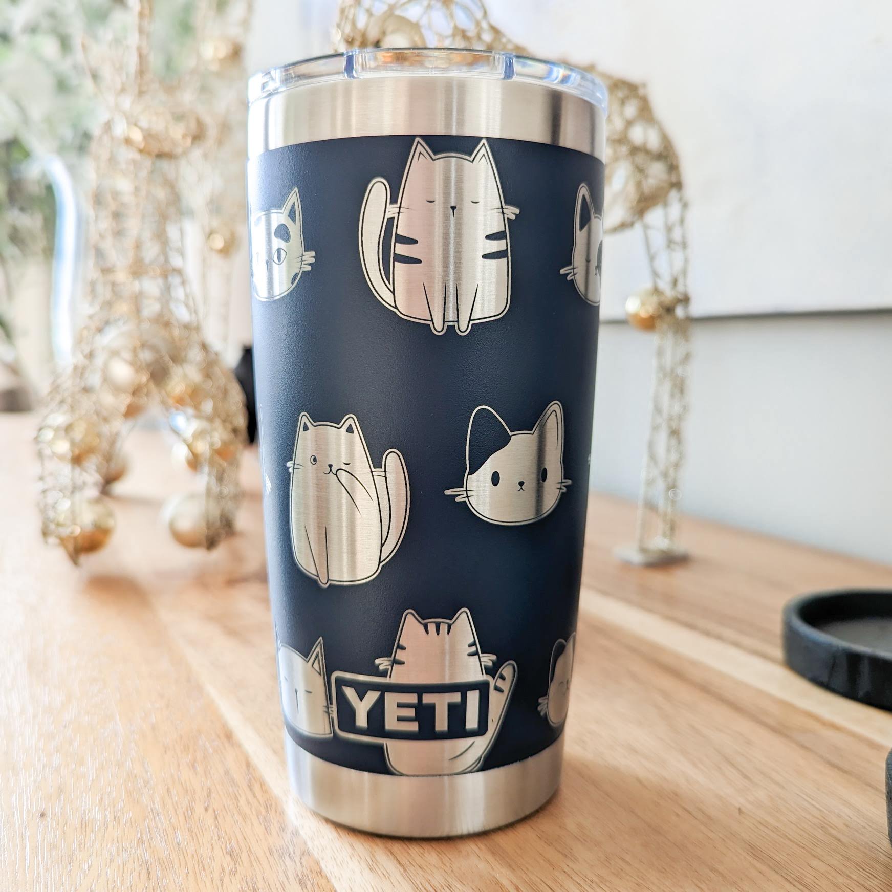 "All the Cats" 360 Laser Engraved Tumbler - Premium Gift for Cat Lovers, Pet Moms & Rescue Volunteers - Authentic YETI