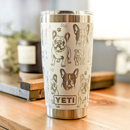"French Bulldog" Dog Breed 360° Laser Engraved Tumbler - Premium Gift for Frenchie Moms & Dog Lovers - Authentic YETI