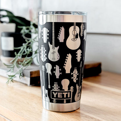 Acoustic & Electric Guitars 360° Laser Engraved Tumbler - Personalized Gift for Musicians & Guitar Players - Authentic YETI
