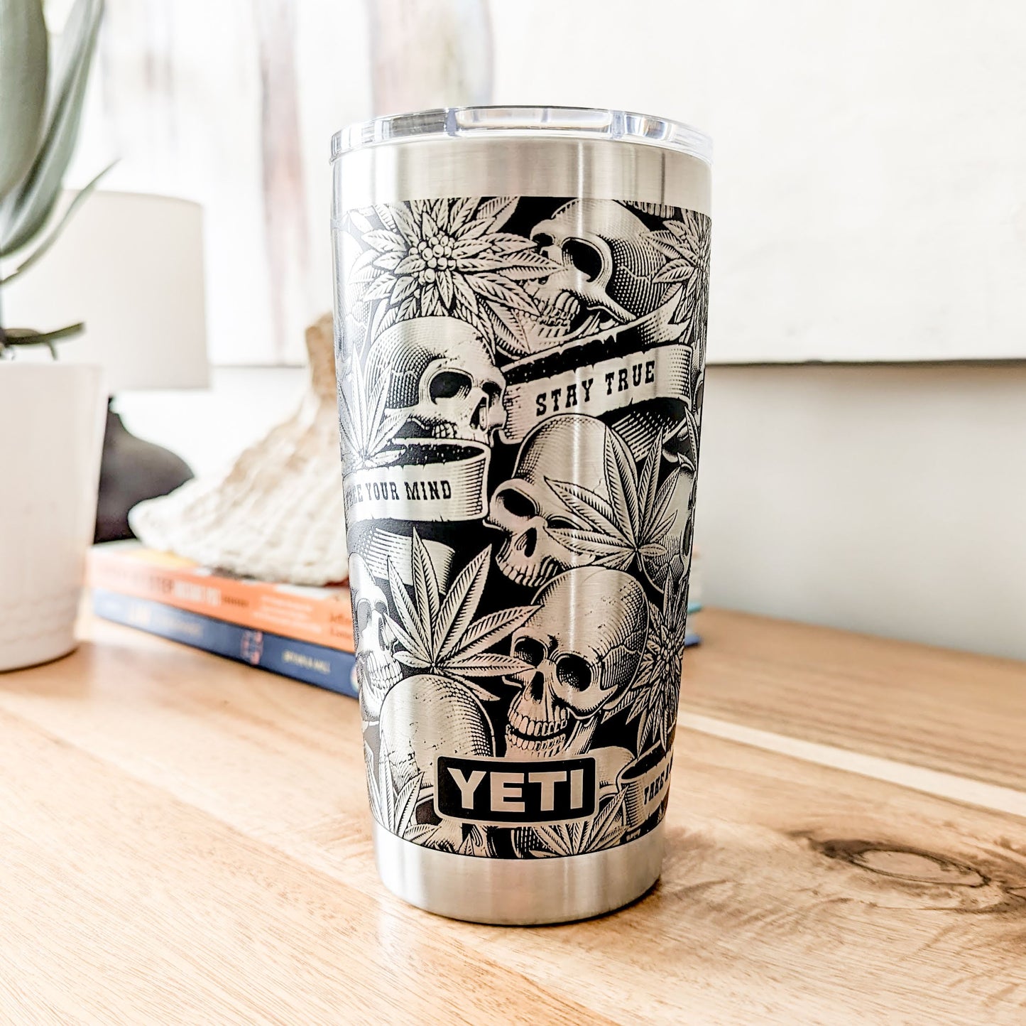 "High Life" Marijuana Leaf 360 Laser Engraved Tumbler - Edgy Cannabis Culture Gift for Stoners - Authentic YETI