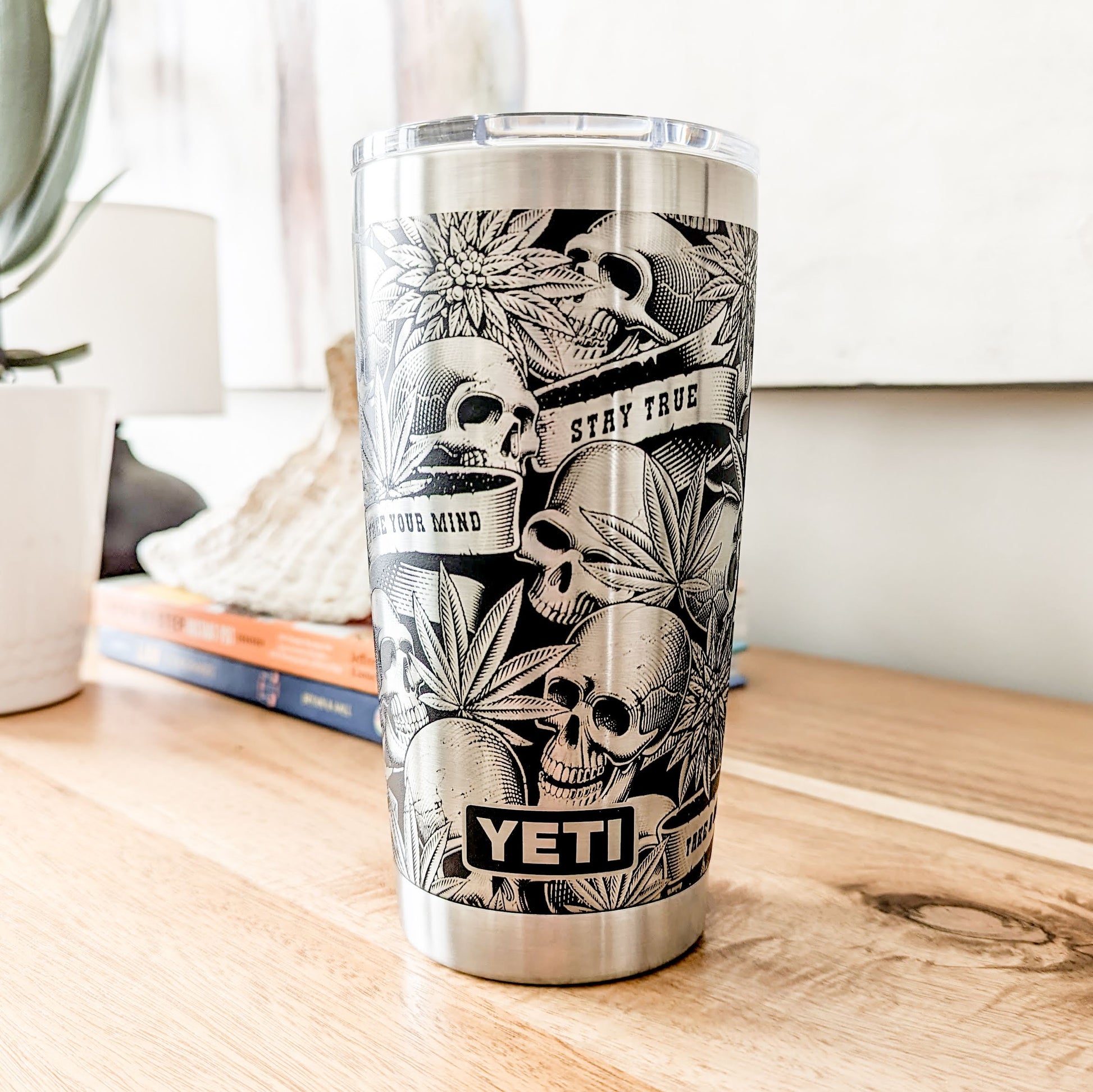 "High Life" Marijuana Leaf 360 Laser Engraved Tumbler - Edgy Cannabis Culture Gift for Stoners - Authentic YETI