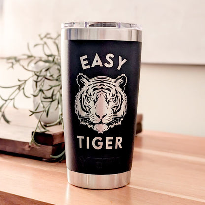 "Easy Tiger" Retro Laser Engraved Tumbler - Trendy Gift for Tiger Moms & Jungle Aesthetic Lovers
