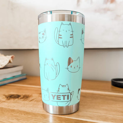 "All the Cats" 360 Laser Engraved Tumbler - Premium Gift for Cat Lovers, Pet Moms & Rescue Volunteers - Authentic YETI