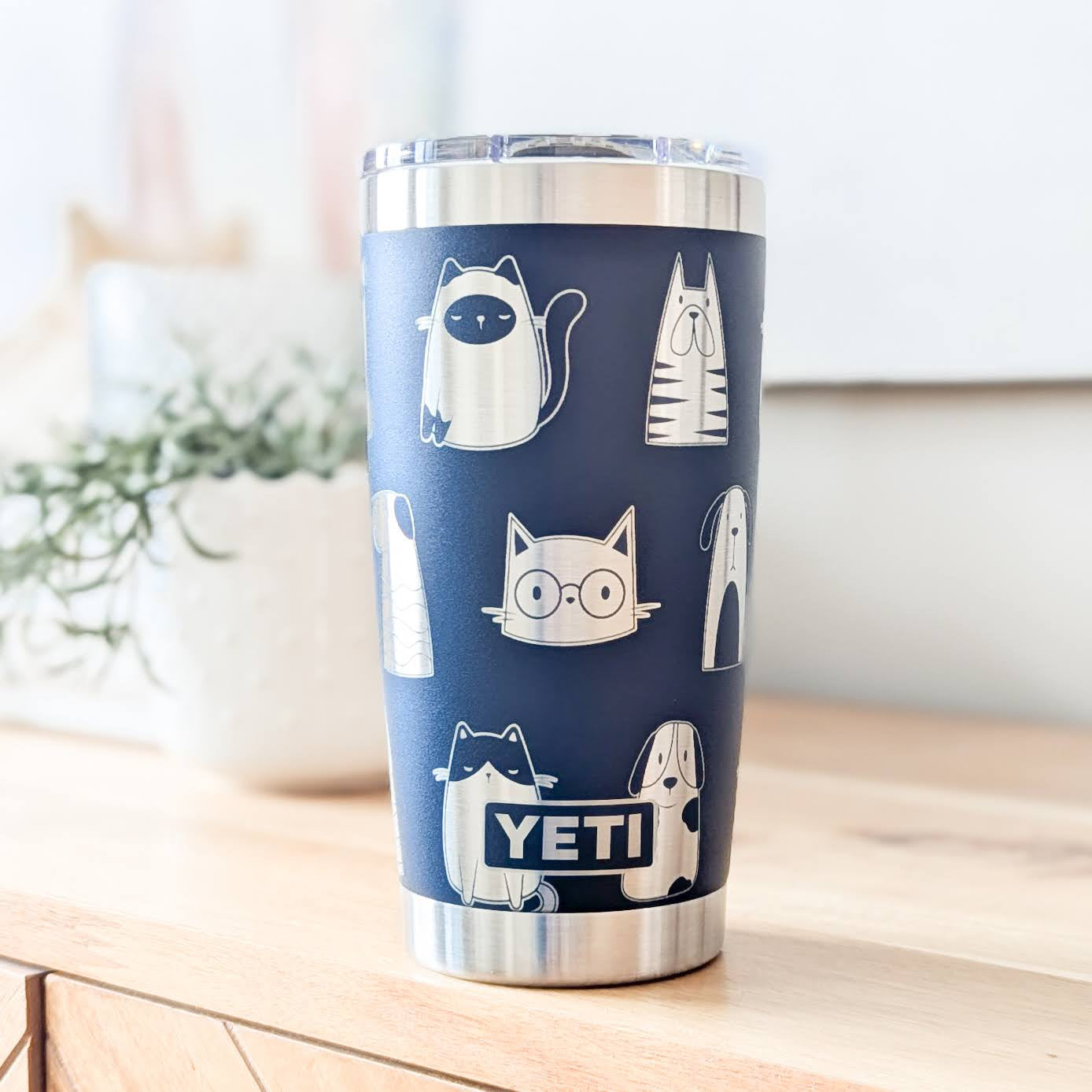 "Cats and Dogs" 360° Laser Engraved Tumbler - Ultimate Gift for Pet Parents, Animal Lovers & Multi-Pet Households - Authentic YETI