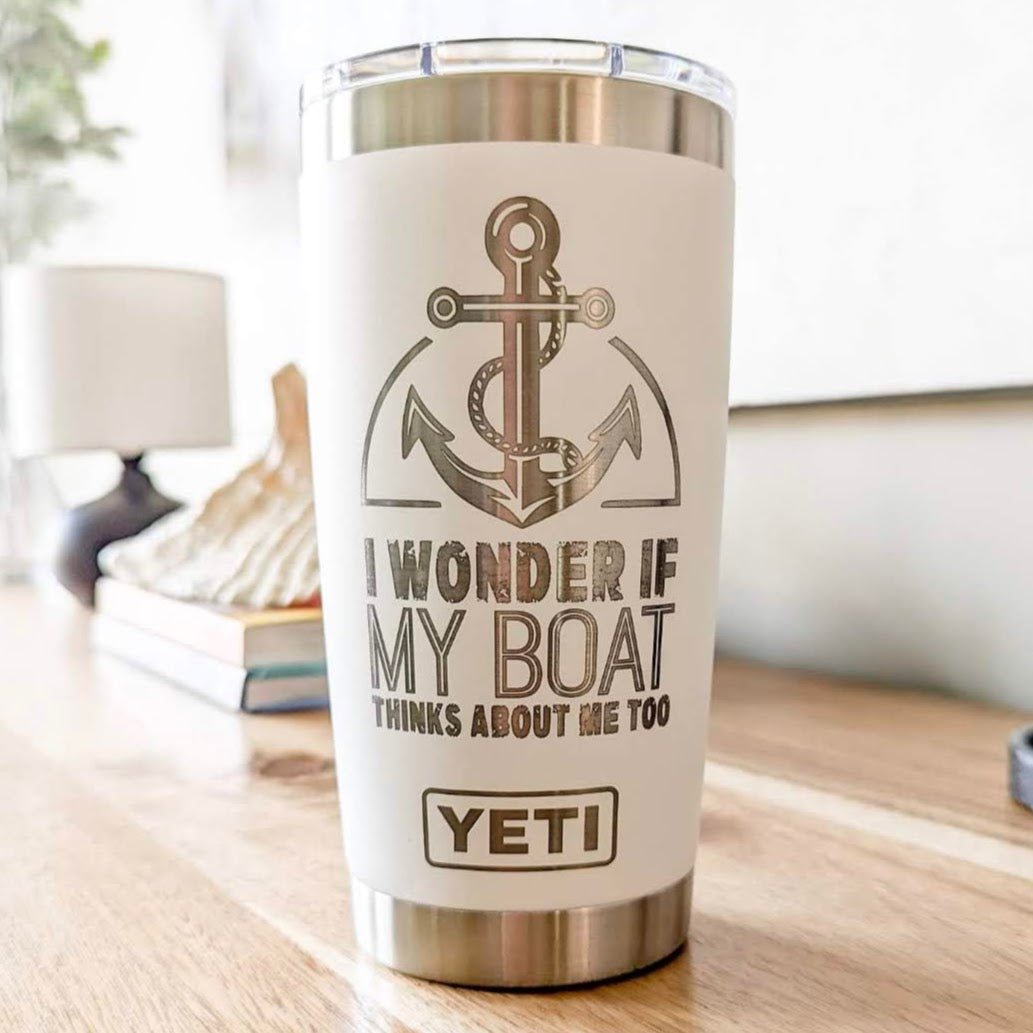 "Boat Lover" 360 Laser Engraved Tumbler - Nautical Gift for Boaters, Captains & Lake Life - Authentic Yeti