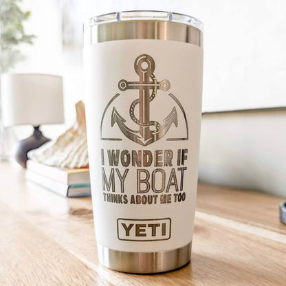 "Boat Lover" 360 Laser Engraved Tumbler - Nautical Gift for Boaters, Captains & Lake Life - Authentic Yeti